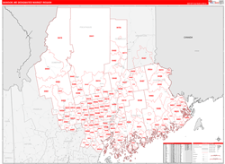 Bangor, ME DMR Wall Map Red Line Style