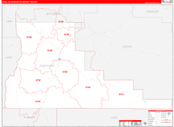 Bend, OR DMR Wall Map Red Line Style