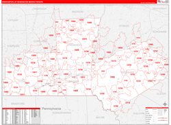 Binghamton, NY DMR Wall Map Red Line Style