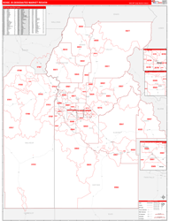 Boise, ID DMR Wall Map Red Line Style
