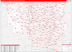 Burlington, VT-Plattsburgh, NY DMR Wall Map Red Line Style
