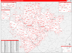 Charleston-Huntington, WV DMR Wall Map Red Line Style