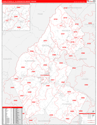 Charlottesville, VA DMR Wall Map Red Line Style