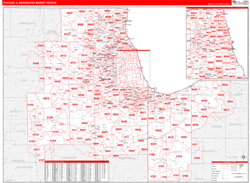 Chicago, IL DMR Wall Map Red Line Style