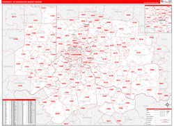 Cincinnati, OH DMR Wall Map Red Line Style