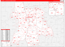 Columbus, GA DMR Wall Map Red Line Style