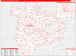 Columbus, OH DMR Wall Map Red Line Style