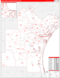 Corpus Christi, TX DMR Wall Map Red Line Style