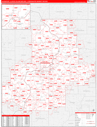 Davenport, IA-Rock Island-Moline, IL DMR Wall Map Red Line Style