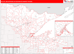 Duluth, MN-Superior, WI DMR Wall Map Red Line Style