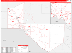 El Paso, TX DMR Wall Map Red Line Style