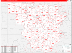 Evansville, IN DMR Wall Map Red Line Style