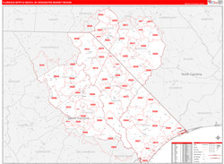 Florence-Myrtle Beach, SC DMR Wall Map Red Line Style