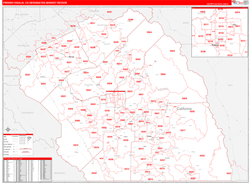 Fresno-Visalia, CA DMR Wall Map Red Line Style