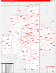 Ft. Wayne, IN DMR Wall Map Red Line Style