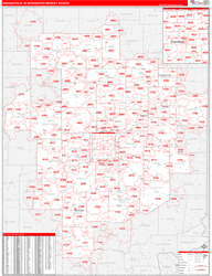 Indianapolis, IN DMR Wall Map Red Line Style