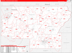 Jonesboro, AR DMR Wall Map Red Line Style