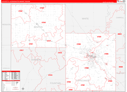 Lafayette, IN DMR Wall Map Red Line Style