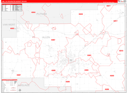 Lima, OH DMR Wall Map Red Line Style