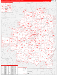 Little Rock-Pine Bluff, AR DMR Wall Map Red Line Style