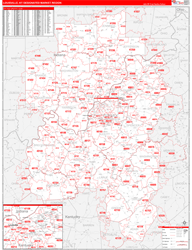 Louisville, KY DMR Wall Map Red Line Style