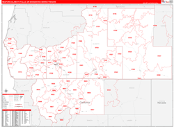 Medford-Klamath Falls, OR DMR Wall Map Red Line Style