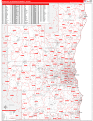 Milwaukee, WI DMR Wall Map Red Line Style