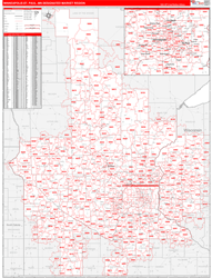 Minneapolis-St. Paul, MN DMR Wall Map Red Line Style