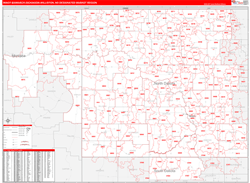 Minot-Bismarck-Dickinson (Williston), ND DMR Wall Map Red Line Style