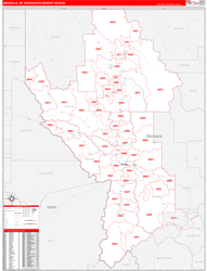 Missoula, MT DMR Wall Map Red Line Style
