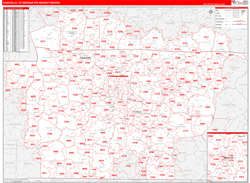 Nashville, TN DMR Wall Map Red Line Style