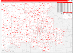 Oklahoma City, OK DMR Wall Map Red Line Style