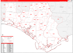 Panama City, FL DMR Wall Map Red Line Style