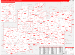Peoria-Bloomington, IL DMR Wall Map Red Line Style