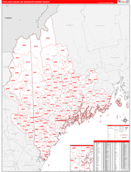 Portland-Auburn, ME DMR Wall Map Red Line Style