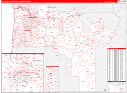 Portland, OR DMR Wall Map Red Line Style