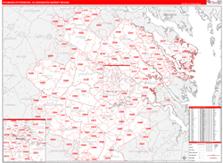 Richmond-Petersburg, VA DMR Wall Map Red Line Style