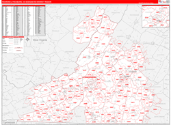 Roanoke-Lynchburg, VA DMR Wall Map Red Line Style
