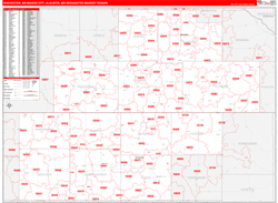 Rochester, MN-Mason City, IA-Austin, MN DMR Wall Map Red Line Style