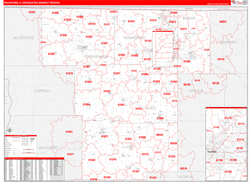 Rockford, IL DMR Wall Map Red Line Style