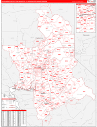 Sacramento-Stockton-Modesto, CA DMR Wall Map Red Line Style