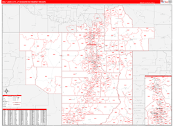 Salt Lake City, UT DMR Wall Map Red Line Style