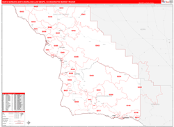Santa Barbara-Santa Maria-San Luis Obispo, CA DMR Wall Map Red Line Style