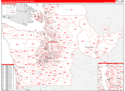 Seattle-Tacoma, WA DMR Wall Map Red Line Style