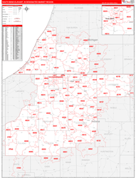 South Bend-Elkhart, IN DMR Wall Map Red Line Style