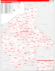 Syracuse, NY DMR Wall Map Red Line Style