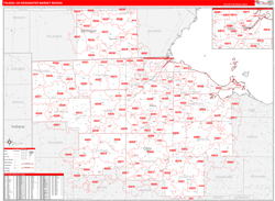 Toledo, OH DMR Wall Map Red Line Style