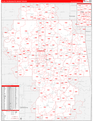Tulsa, OK DMR Wall Map Red Line Style