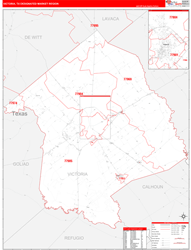 Victoria, TX DMR Wall Map Red Line Style
