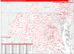 Washington, DC (Hagerstown, MD) DMR Wall Map Red Line Style